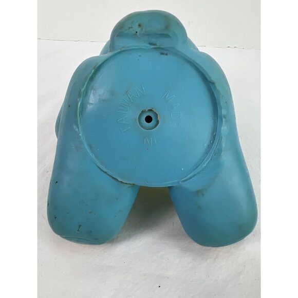 VTG Rubber Bear Squeak Toy Blue Yellow Fish Bib Taiwan Made Collectible Retro De - Picture 4 of 6